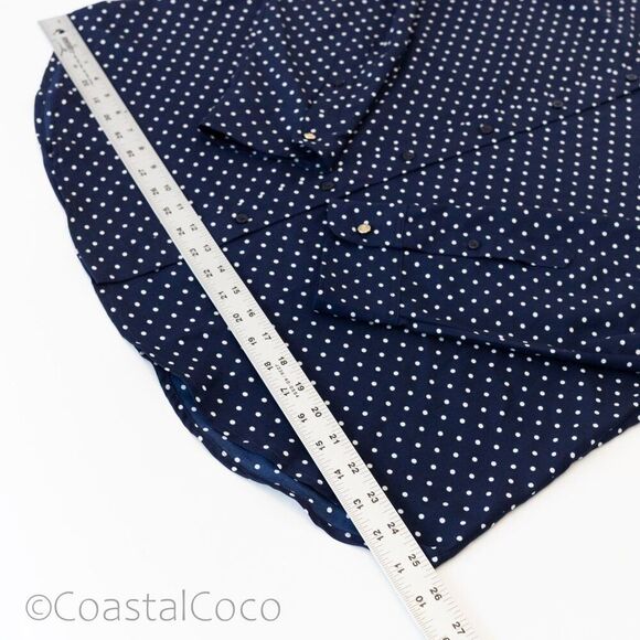Lauren Ralph Lauren Silky Button Up Navy Polka Dots XXL Luxury Officewear Preppy - Picture 12 of 14